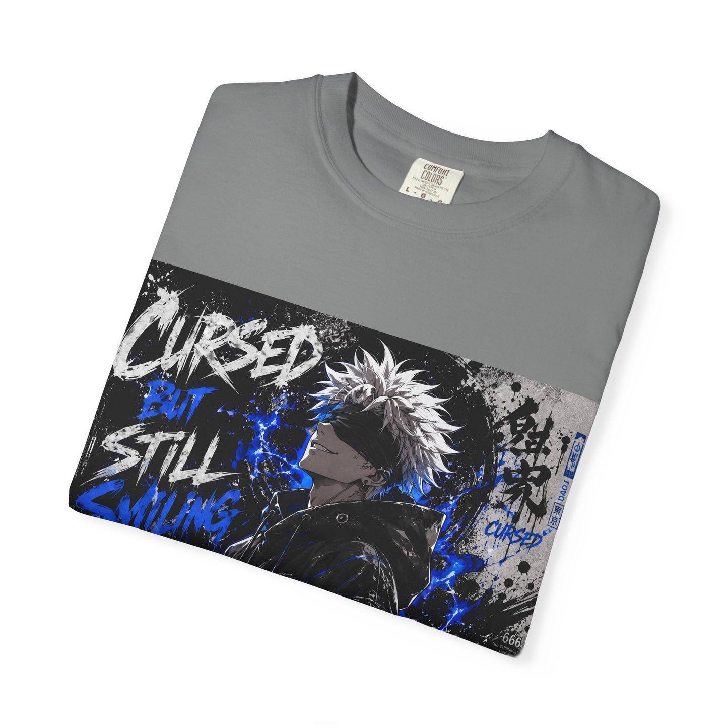 Cursed but Still Smiling T-Shirt — Anime Streetwear Graphic Tee