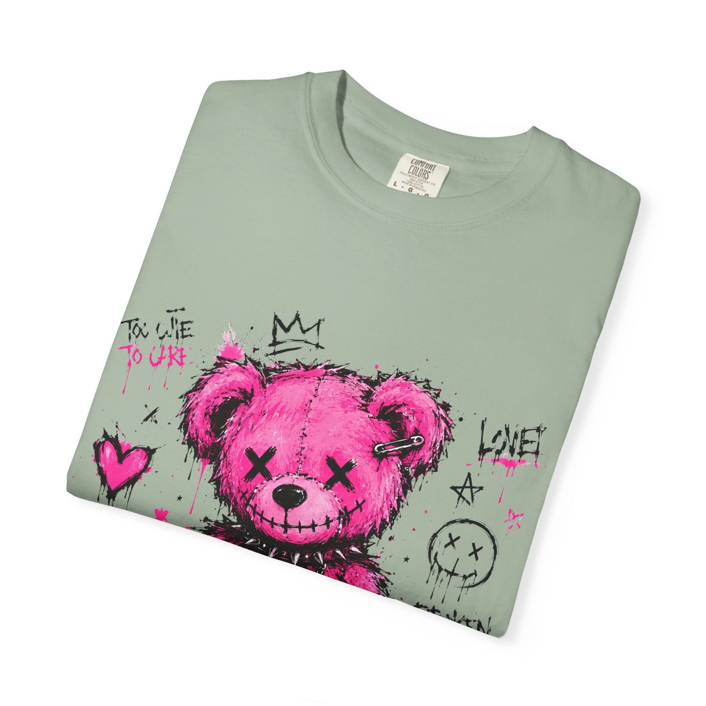 Pink Graffiti Teddy T-Shirt — Distressed Punk Bear Graphic Tee