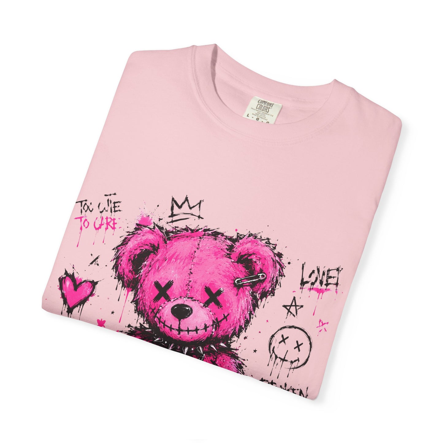 Pink Graffiti Teddy T-Shirt — Distressed Punk Bear Graphic Tee
