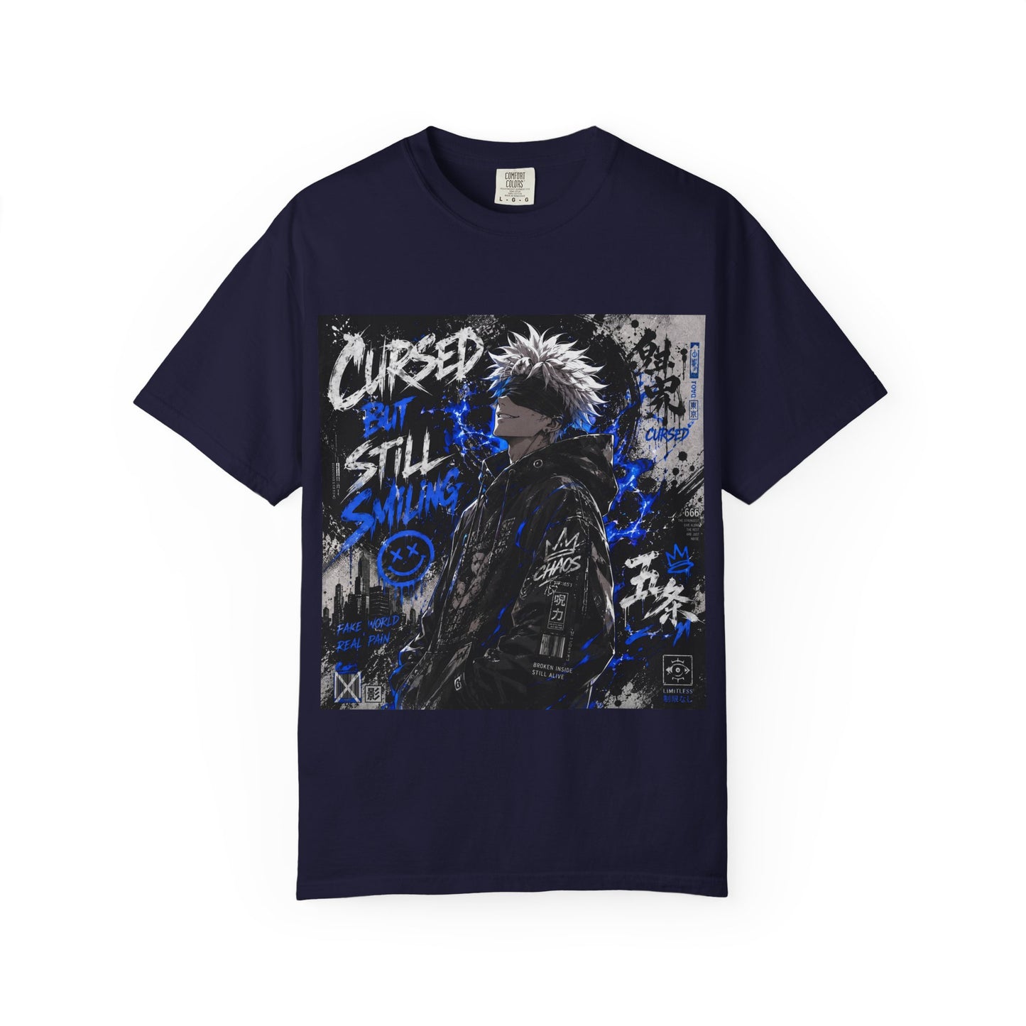 Cursed but Still Smiling T-Shirt — Anime Streetwear Graphic Tee