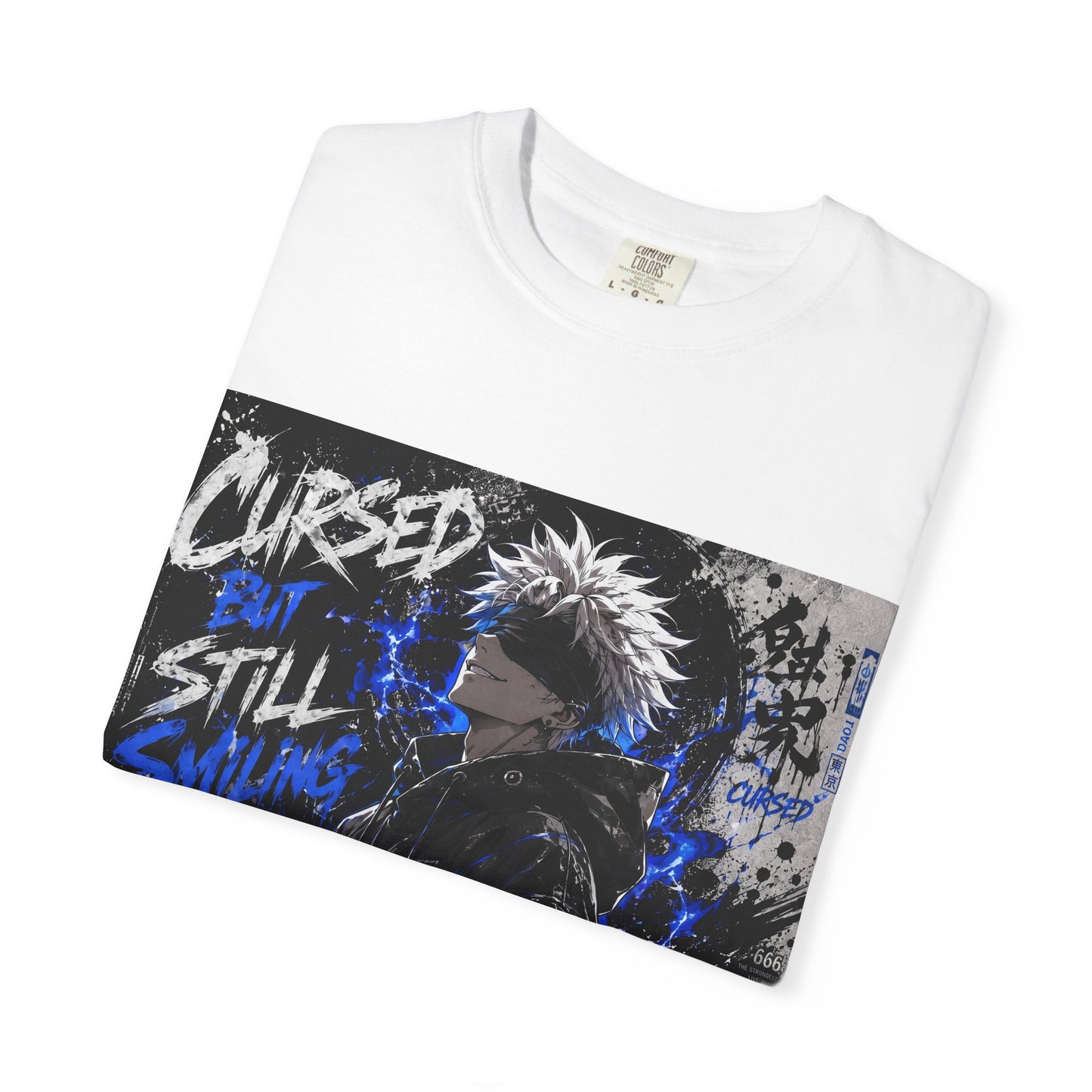 Cursed but Still Smiling T-Shirt — Anime Streetwear Graphic Tee