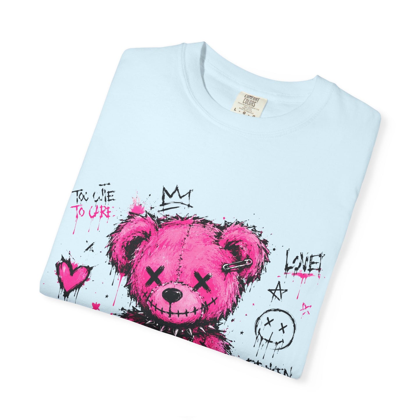 Pink Graffiti Teddy T-Shirt — Distressed Punk Bear Graphic Tee