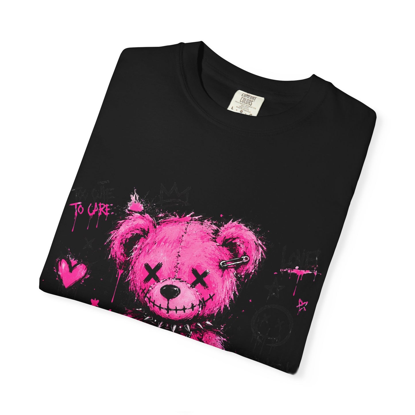 Pink Graffiti Teddy T-Shirt — Distressed Punk Bear Graphic Tee