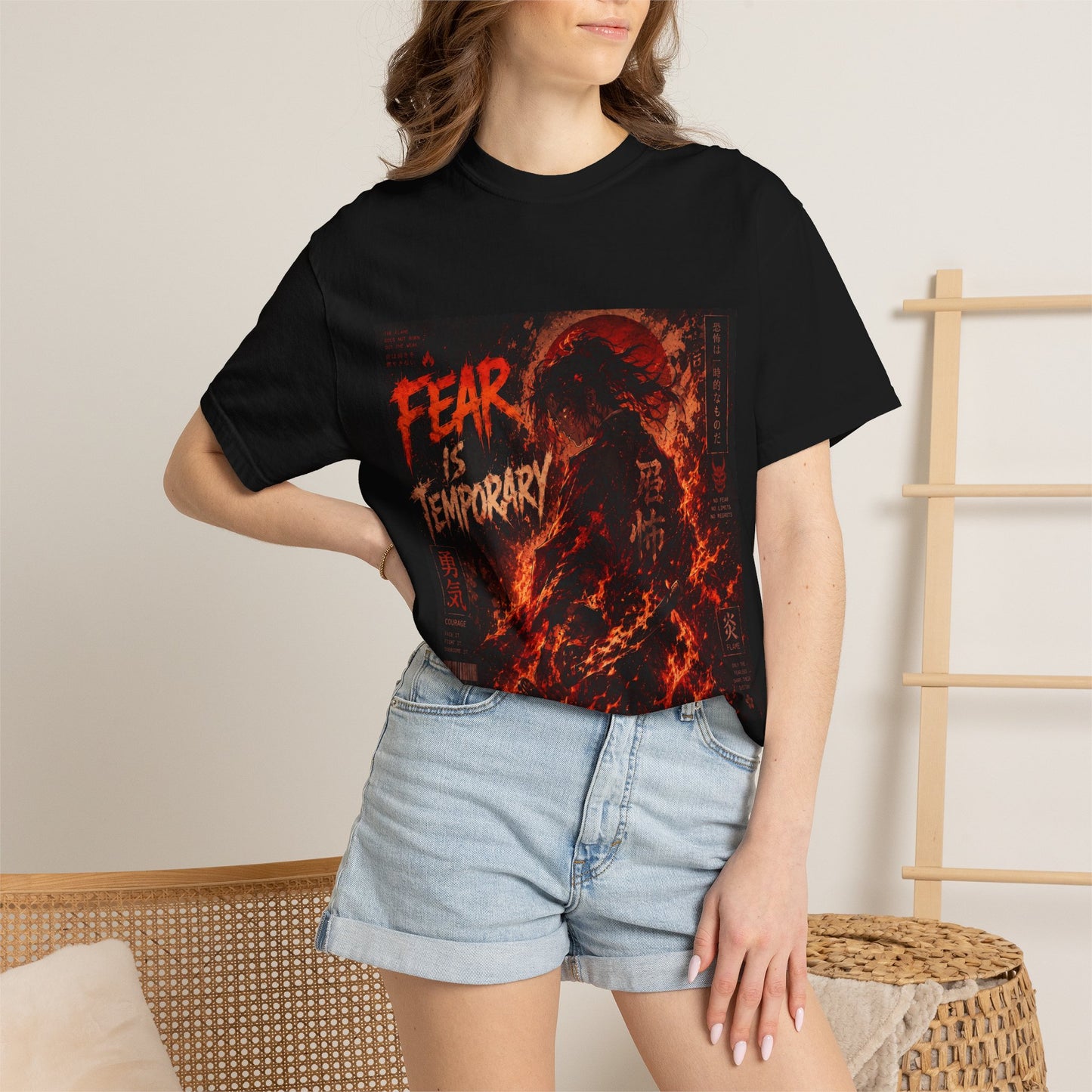 T-Shirt — "Fear Is Temporary" Fiery Wave Graphic Tee
