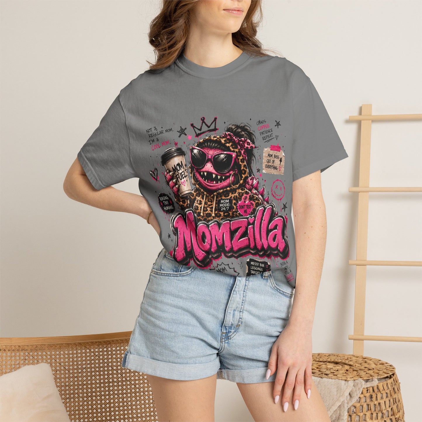 Momzilla Graphic T-Shirt — Funny Momzilla Mother’s Day Tee with Coffee & Crown Design