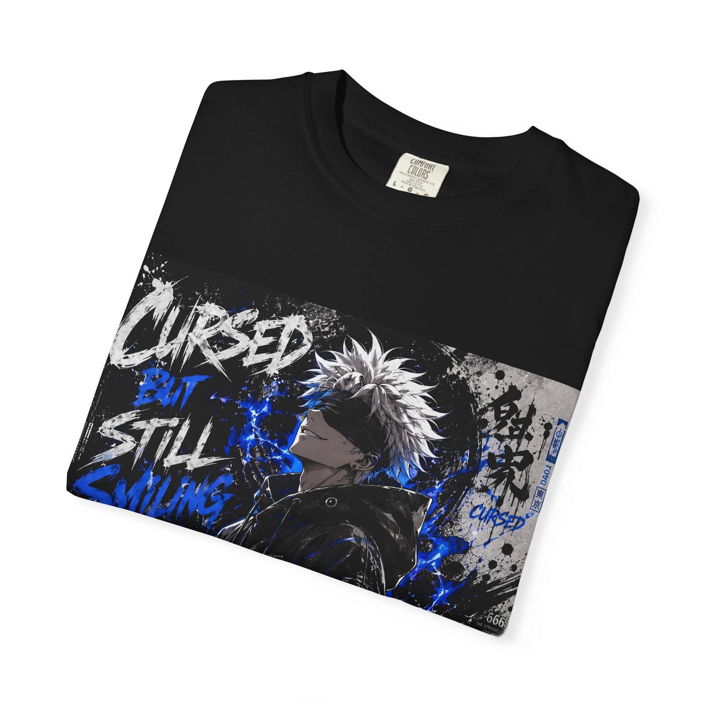 Cursed but Still Smiling T-Shirt — Anime Streetwear Graphic Tee