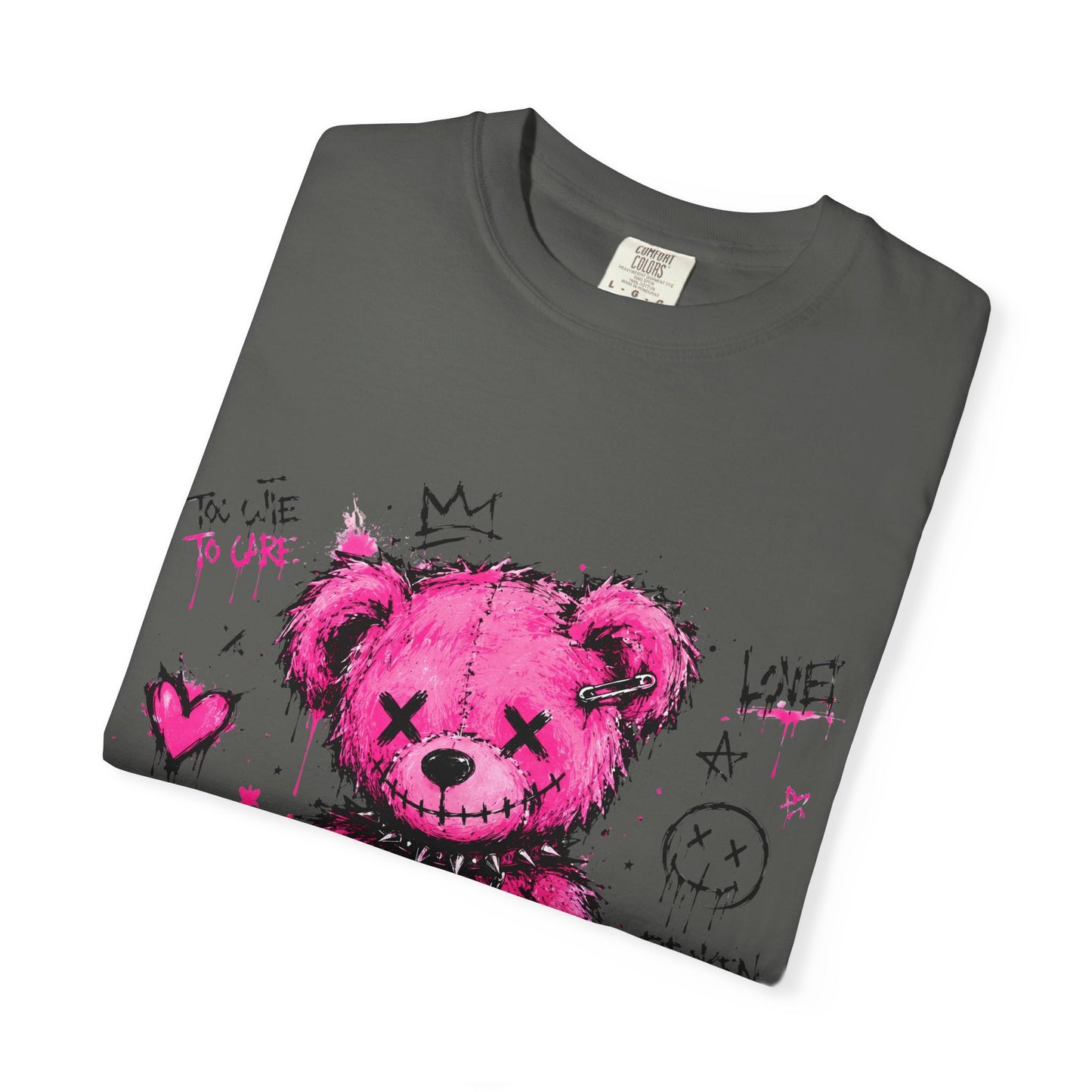 Pink Graffiti Teddy T-Shirt — Distressed Punk Bear Graphic Tee