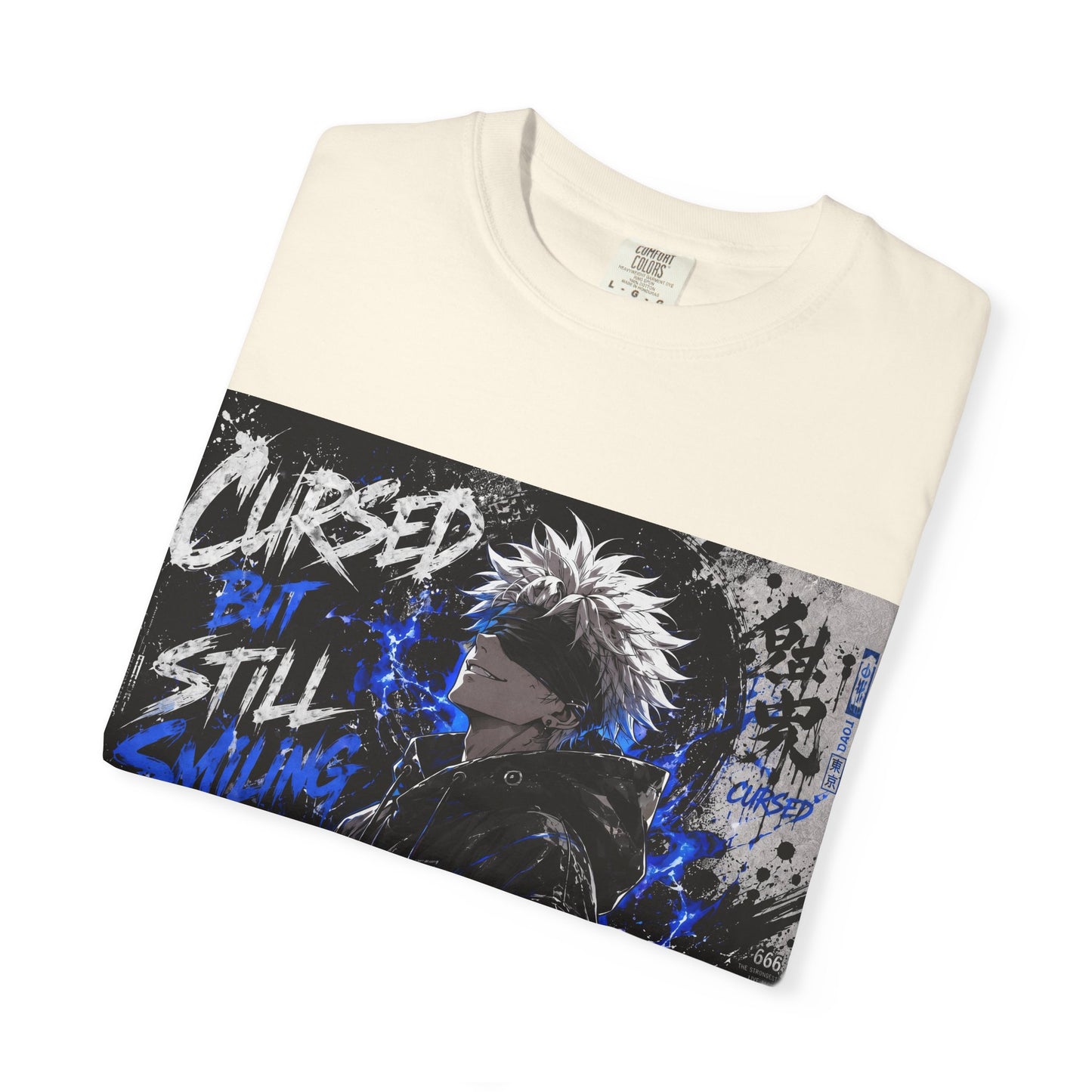 Cursed but Still Smiling T-Shirt — Anime Streetwear Graphic Tee