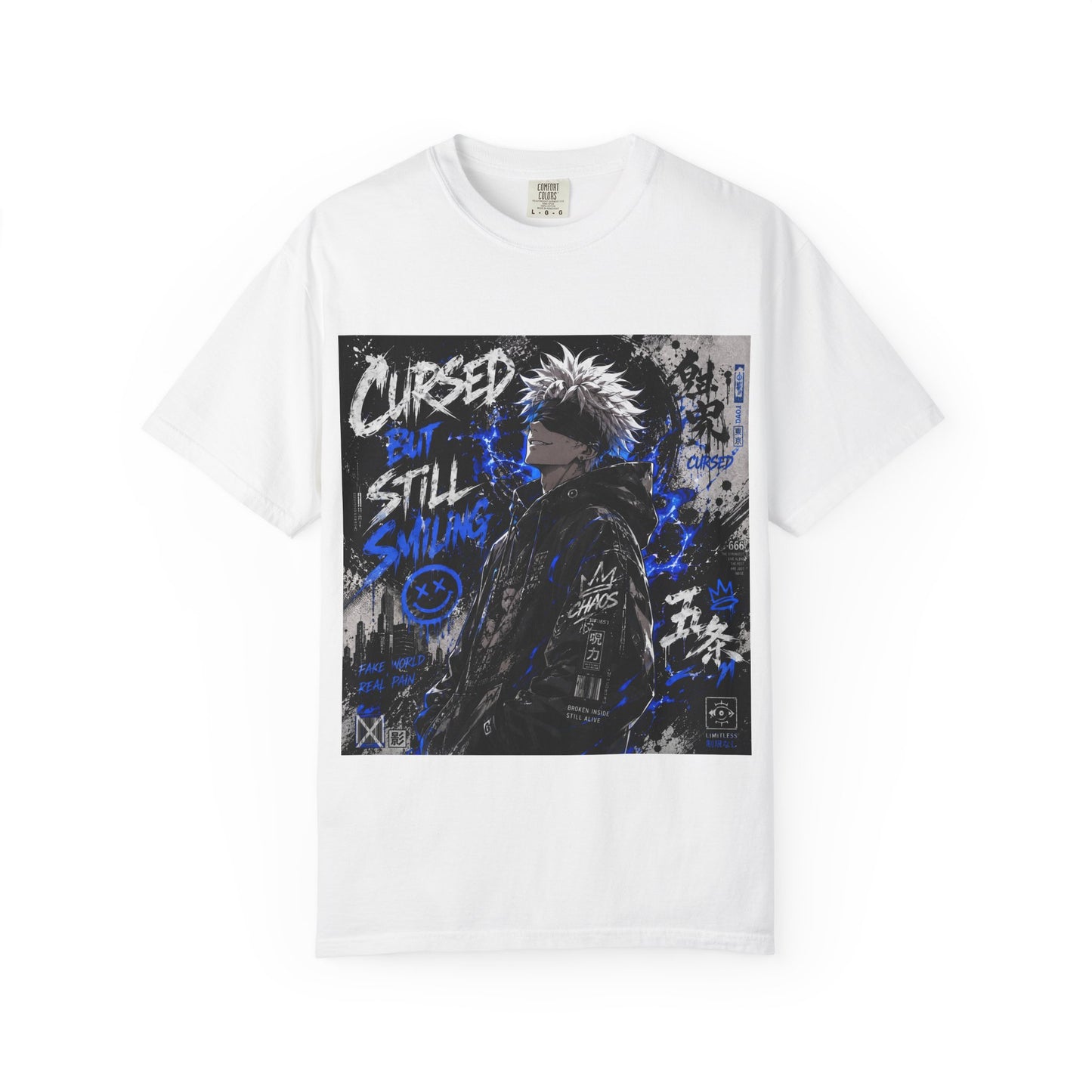 Cursed but Still Smiling T-Shirt — Anime Streetwear Graphic Tee
