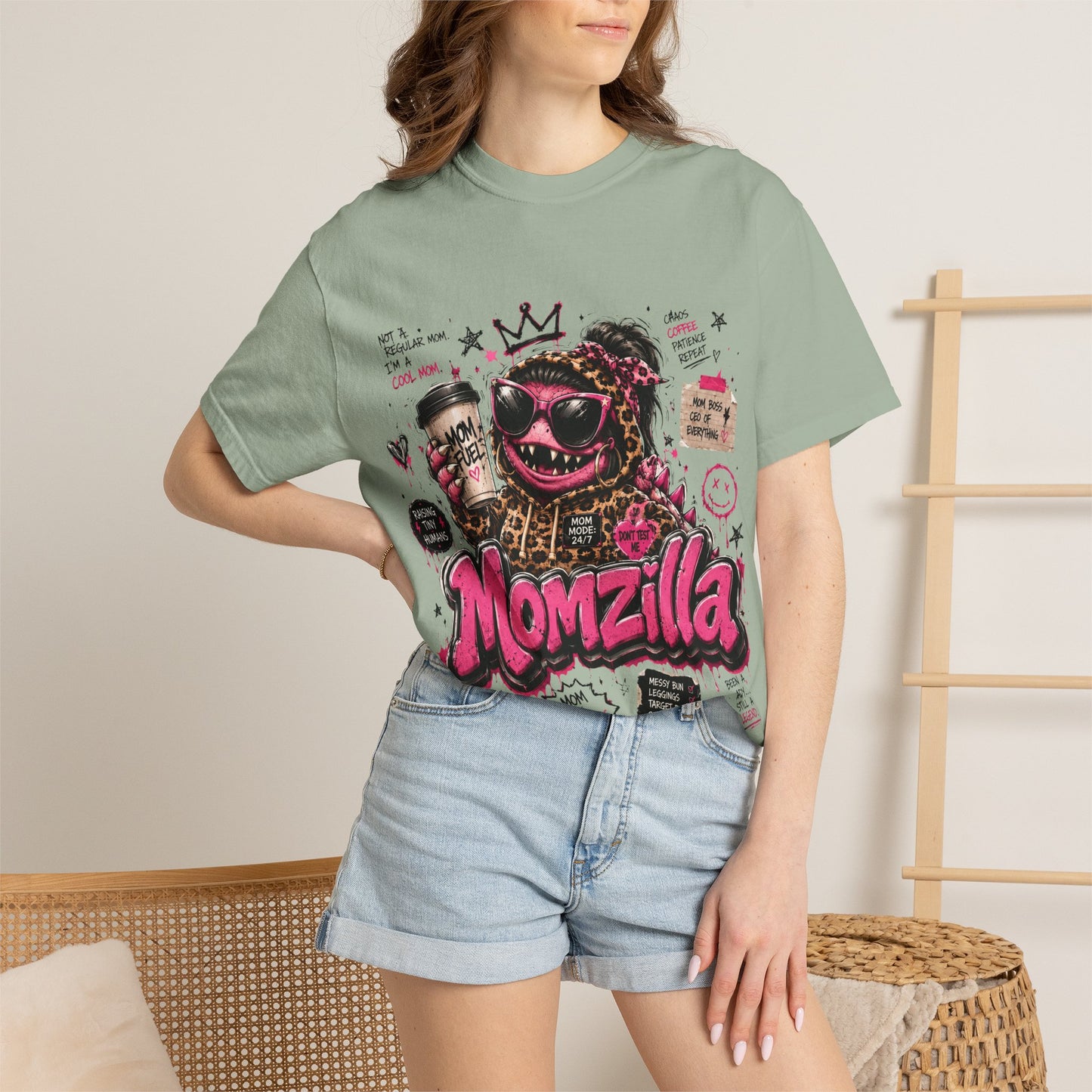 Momzilla Graphic T-Shirt — Funny Momzilla Mother’s Day Tee with Coffee & Crown Design