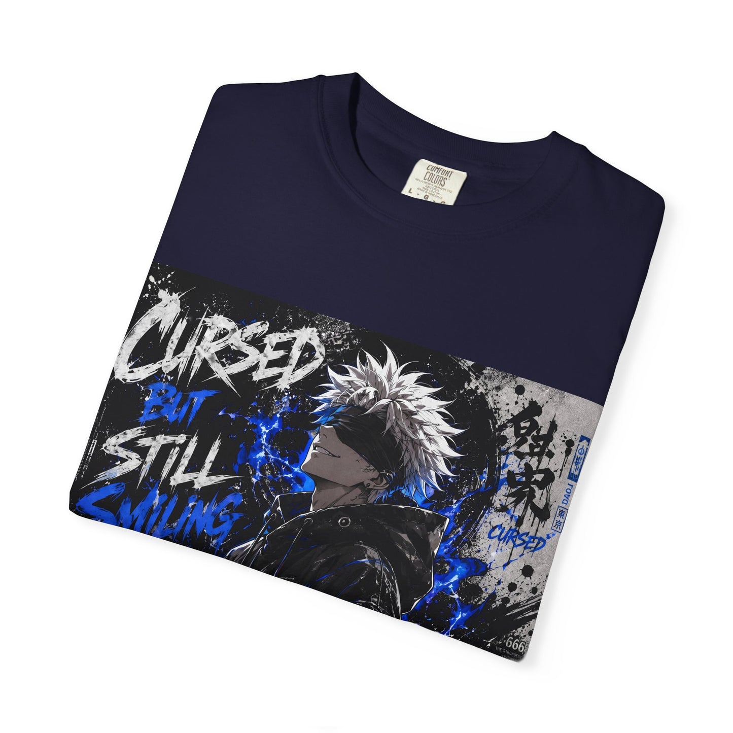 Cursed but Still Smiling T-Shirt — Anime Streetwear Graphic Tee