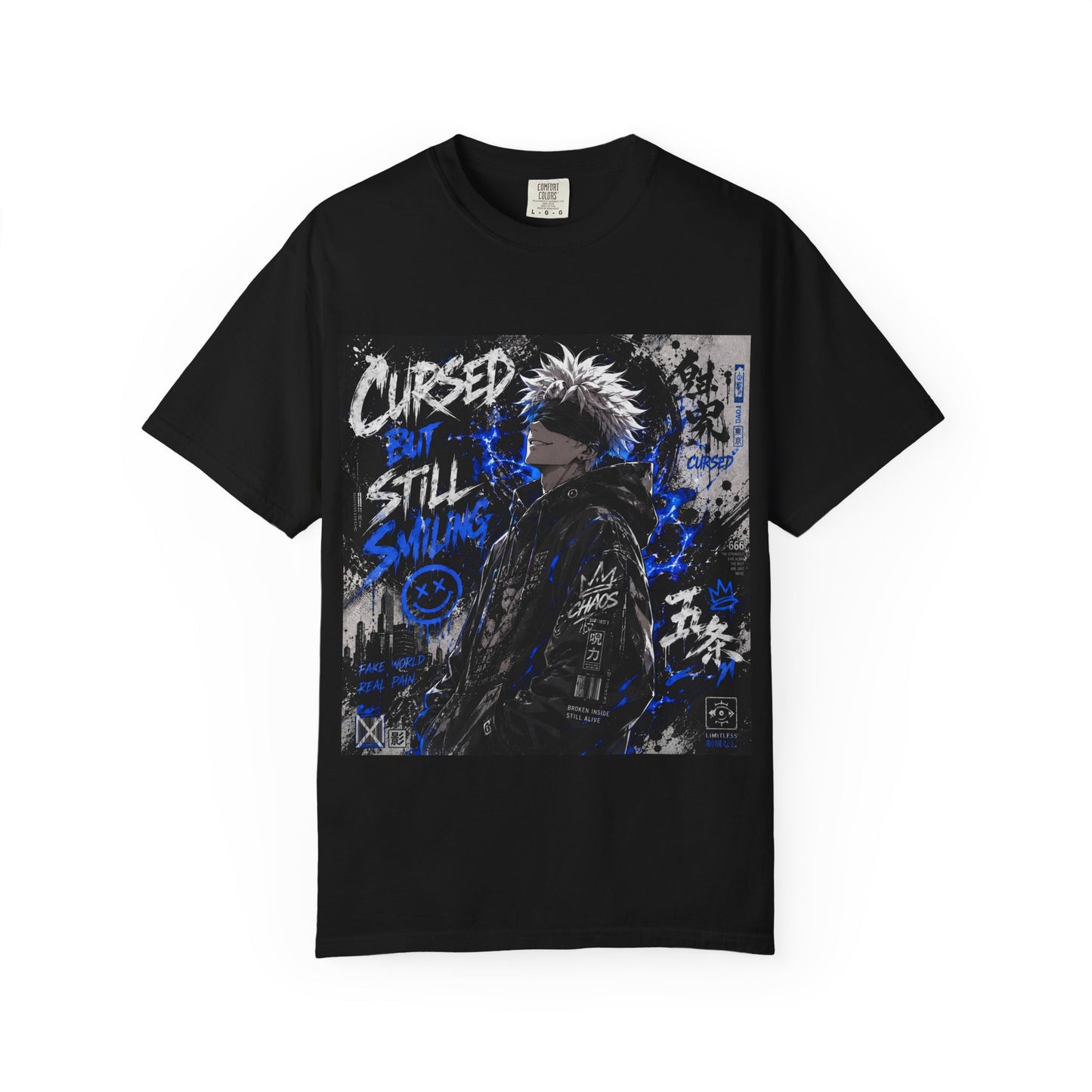 Cursed but Still Smiling T-Shirt — Anime Streetwear Graphic Tee