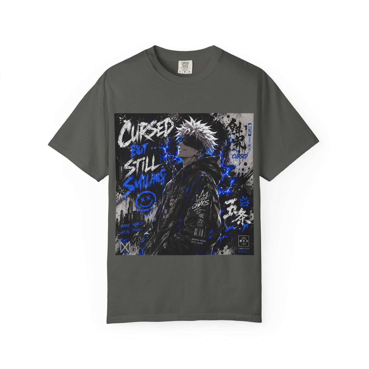 Cursed but Still Smiling T-Shirt — Anime Streetwear Graphic Tee