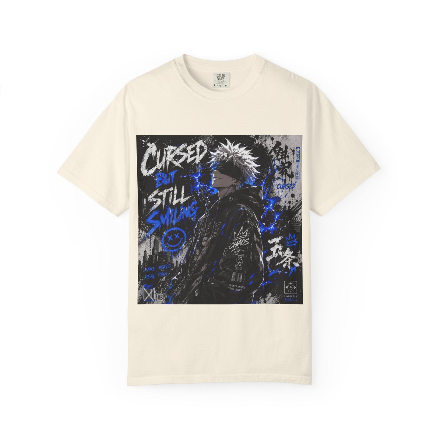 Cursed but Still Smiling T-Shirt — Anime Streetwear Graphic Tee