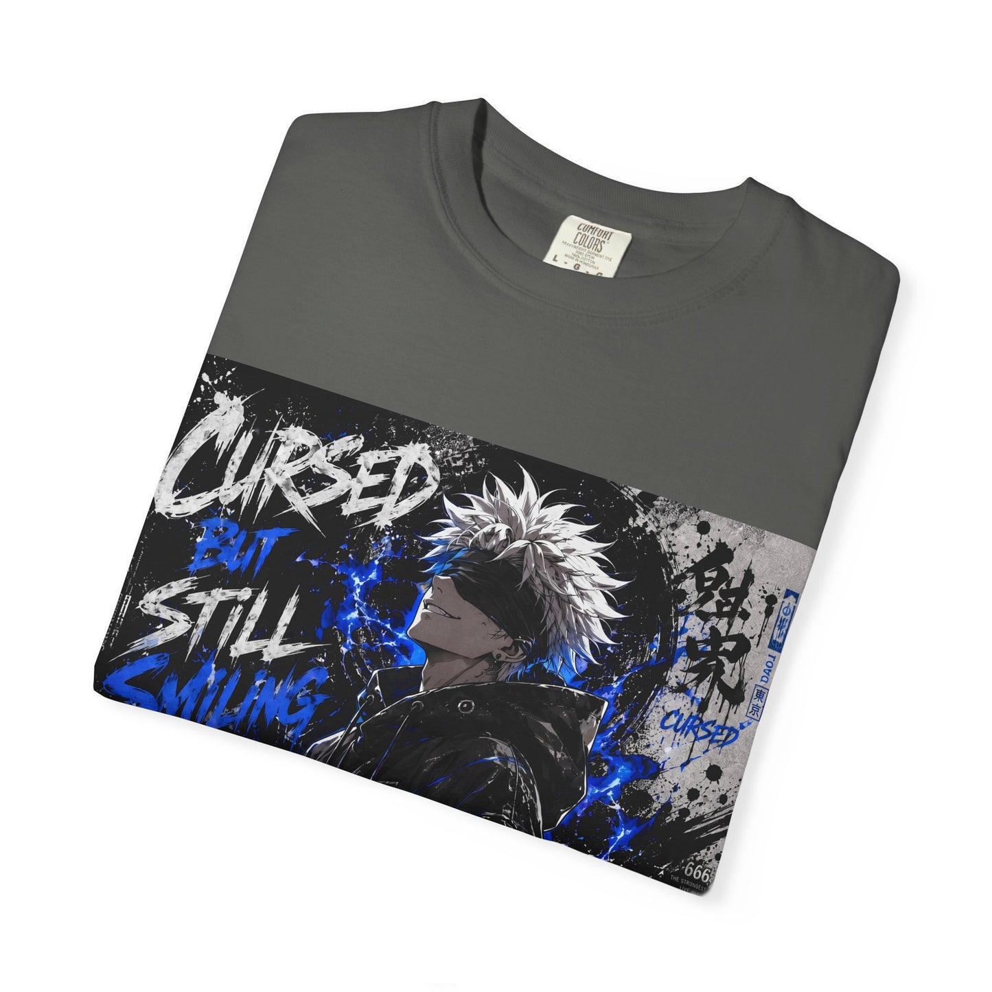 Cursed but Still Smiling T-Shirt — Anime Streetwear Graphic Tee